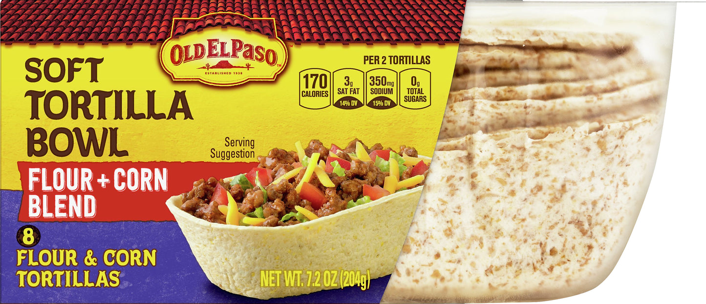 Old El Paso Flour + Corn Blend Soft Tortilla Bowl 8 ea