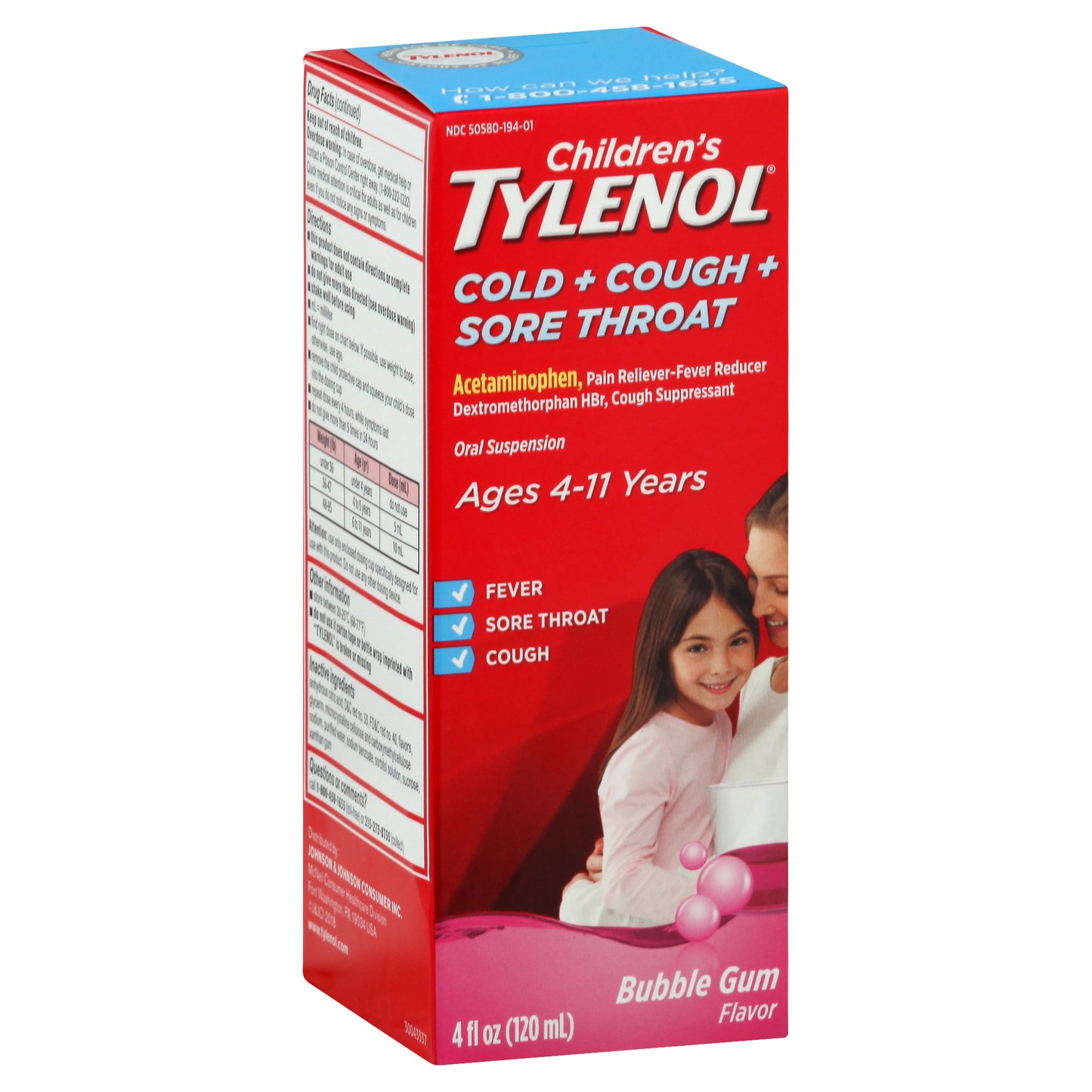 Tylenol Cold + Cough + Sore Throat 4 oz