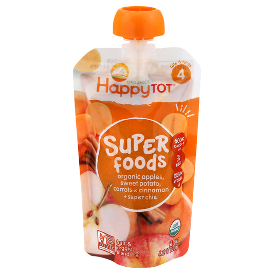 HappyTot Organics Superfoods Apples, Sweet Potato, Carrots & Cinnamon + Super Chia 4.22 oz