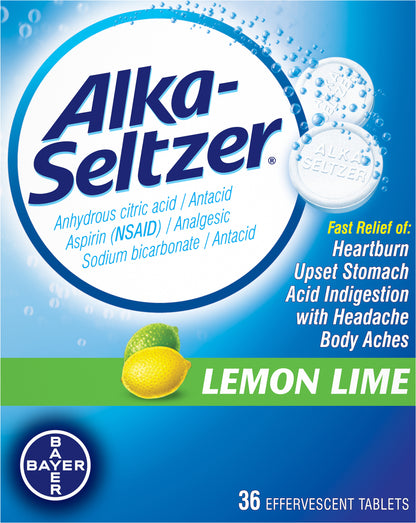 Alka-Seltzer Lemon Lime Antacid Effervescent Tablets 36 ea Box
