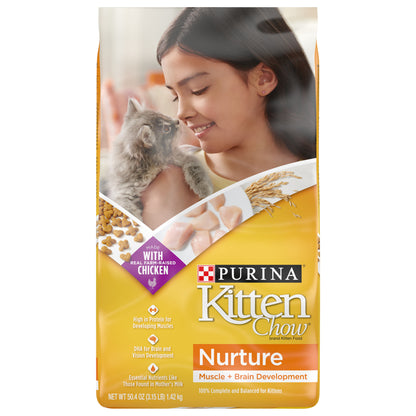 Purina Kitten Chow Dry Kitten Food, Nurture Muscle + Brain Development - 3.15 lb. Bag