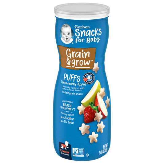 Gerber Snacks for Baby Grain & Grow Strawberry Apple Puffs 1.48 oz