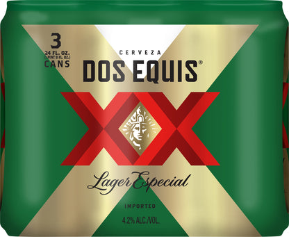 Dos Equis Lager Especial Beer 3 - 24 fl oz Cans