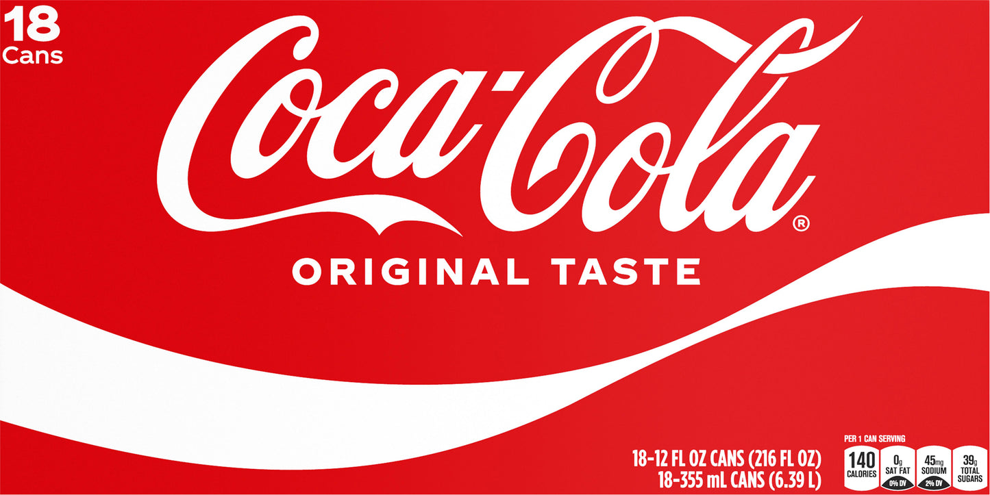Coca-Cola Original Taste Cola 18-12 fl oz Cans