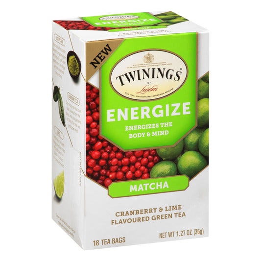 Twinings Tea Bags Energize Matcha Cranberry & Lime Green Tea 18 ea