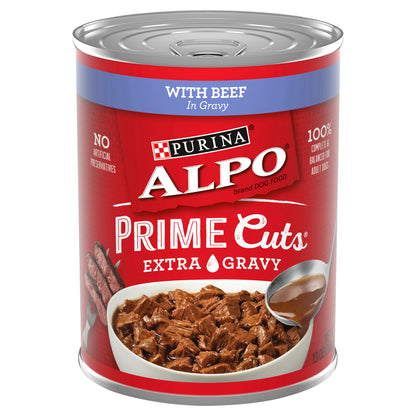 Purina ALPO Gravy Wet Dog Food, Prime Cuts Stew With Beef - 13 oz. Can