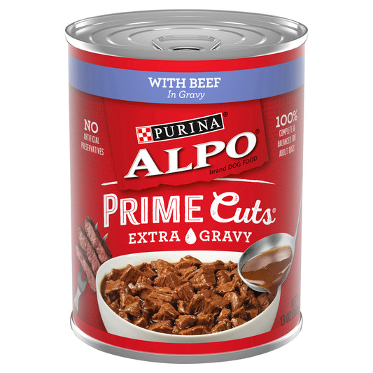 Purina ALPO Gravy Wet Dog Food, Prime Cuts Stew With Beef - 13 oz. Can