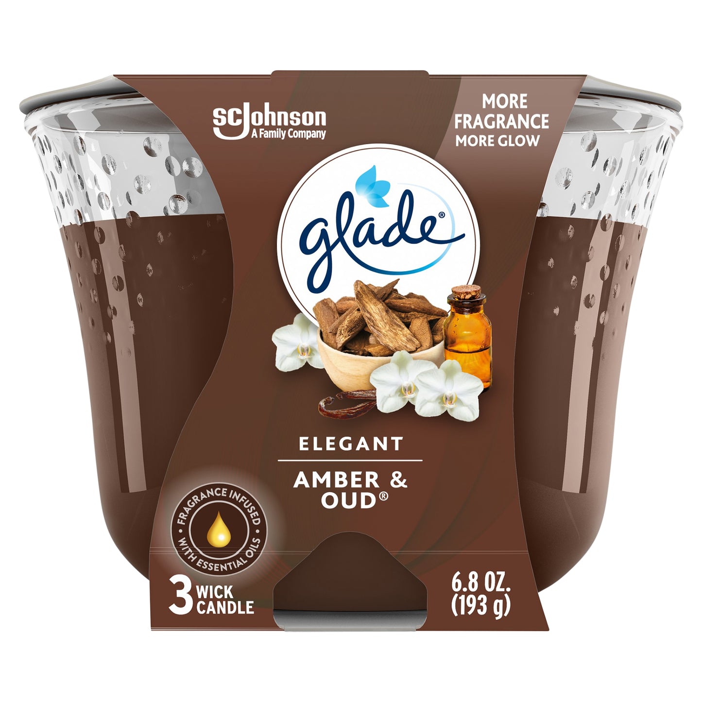 Glade 3 Wick Elegant Amber & Oud Candle 1 ea