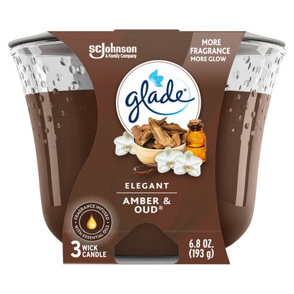 Glade 3 Wick Elegant Amber & Oud Candle 1 ea