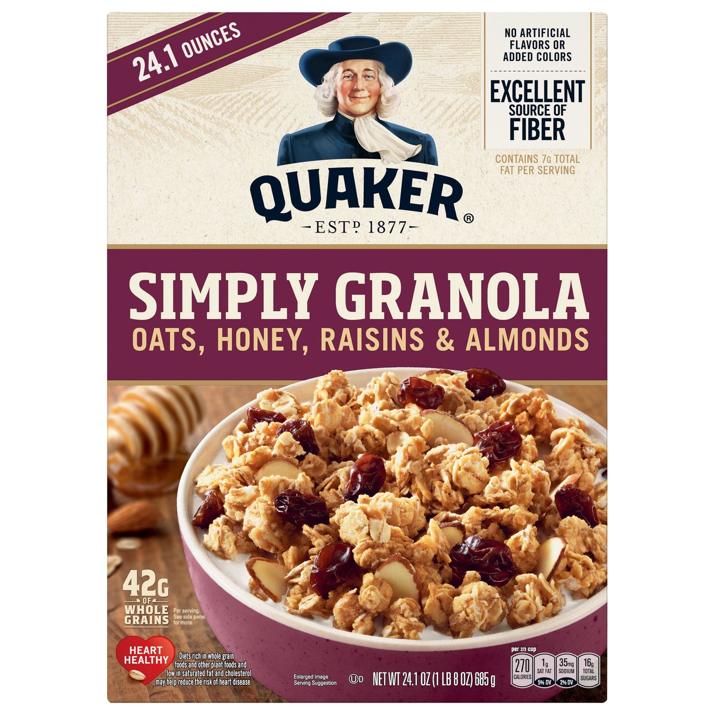 Quaker Simply Granola Oats Honey Raisins & Almonds 24.1 Oz