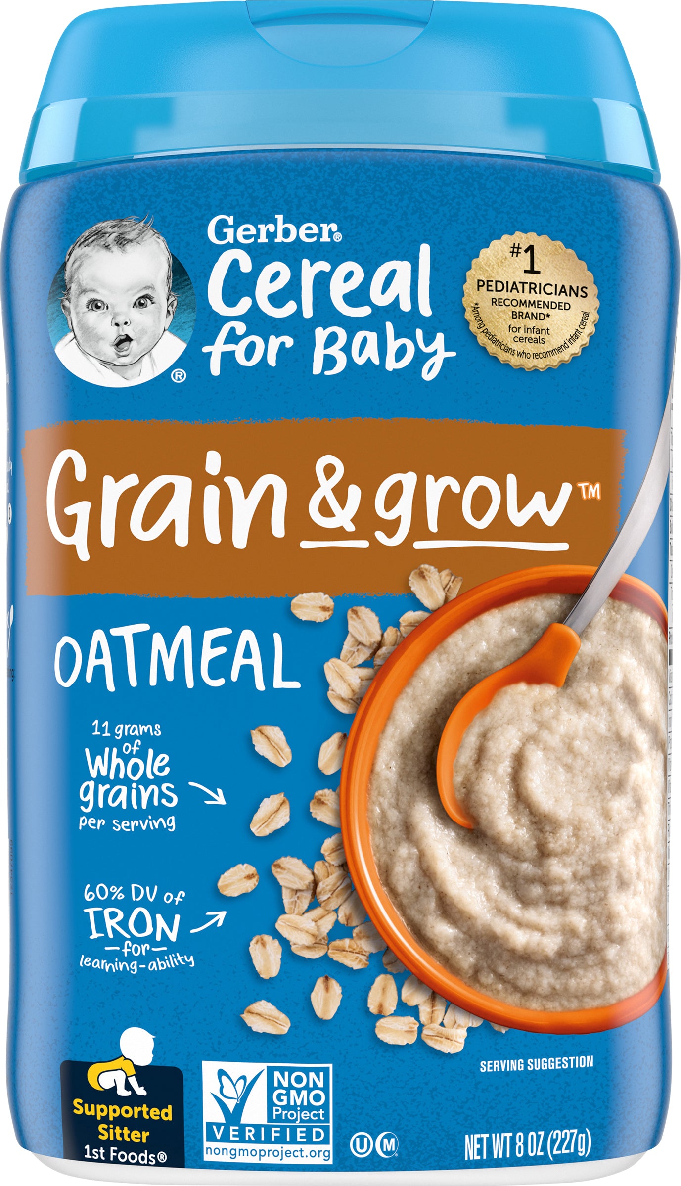 Gerber Grain & Grow Oatmeal Cereal Shrink R033C 8 oz (227g)