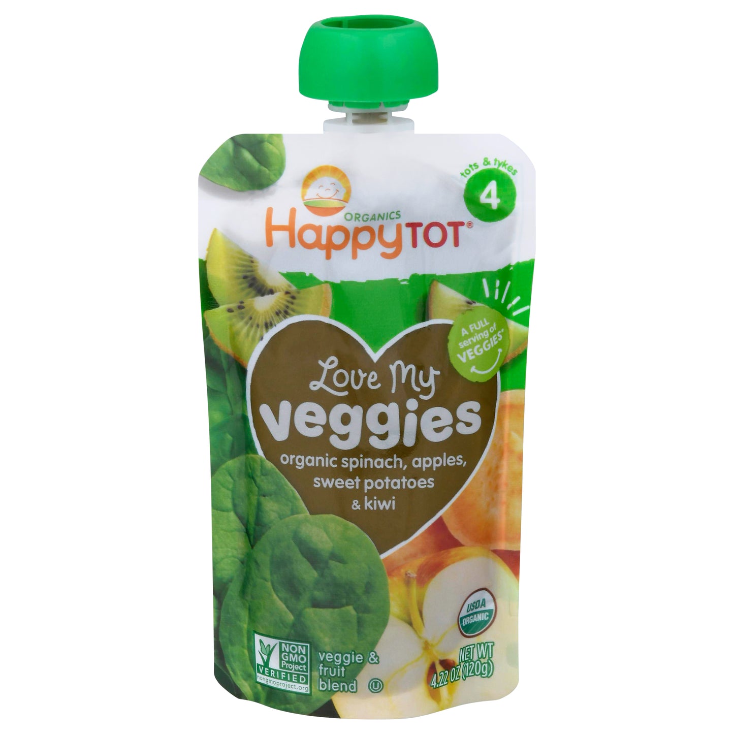 HappyTot Organics 4 (Tots & Tykes) Love My Veggies Veggie & Fruit Blend 4.22 oz