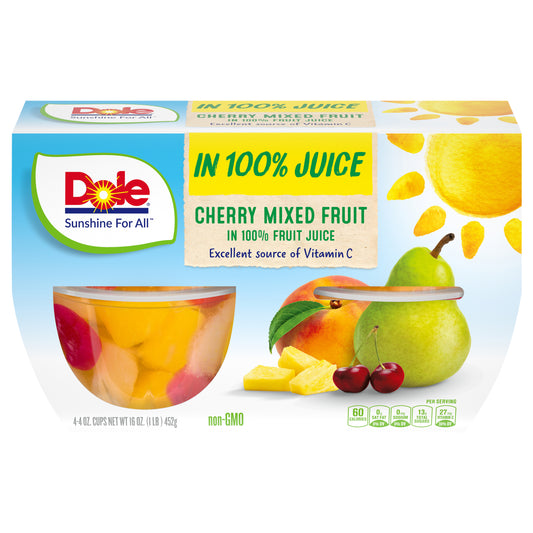 DOLE® Fruit Bowls® 100% Fruit Juice Cherry Mixed Fruit 4 - 4 oz Cups
