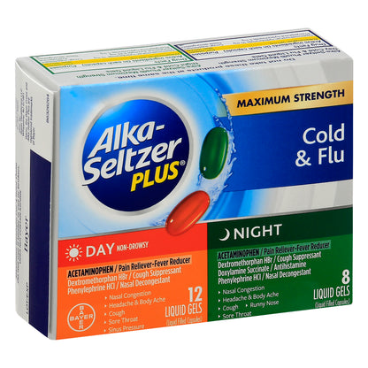Alka Seltzer Plus Maximum Strength Day & Night Liquid Gels Cold & Flu 20 ea