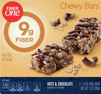 Fiber One Oats & Chocolate Chewy Bars 5 ea