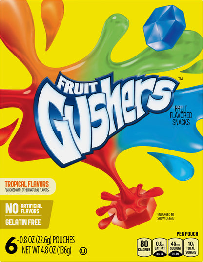 Fruit Gushers Tropical Flavors Fruit Flavored Snacks 6-0.8 oz Pouches