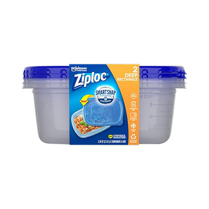 Ziploc Rectangle Deep Containers & Lids 2 Containers & Lids 2 ea