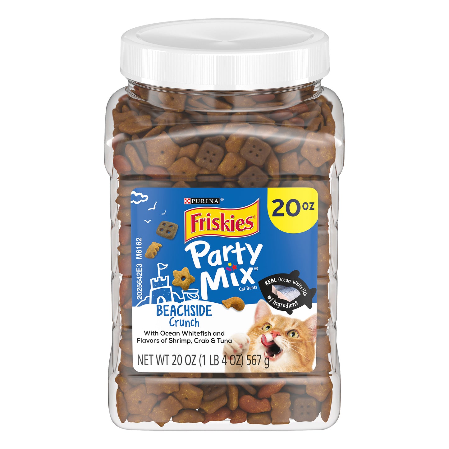 Purina Friskies Made in USA Facilities Cat Treats, Party Mix Beachside Crunch - 20 oz. Canister