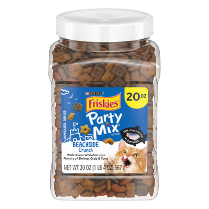 Purina Friskies Made in USA Facilities Cat Treats, Party Mix Beachside Crunch - 20 oz. Canister