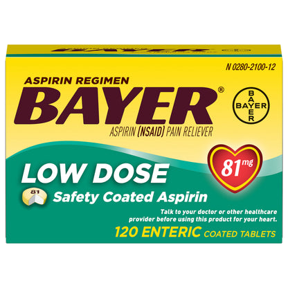 Bayer Coated Tablets Low Dose 81 Mg Aspirin 120 ea Box