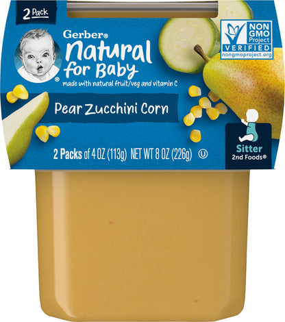 Gerber Natural for Baby 2 Pack Pear Zucchini Corn 2 - 4 oz Packs
