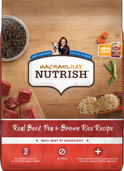Rachael Ray Nutrish Adult Real Beef Pea & Brown Rice Recipe Dog Food 6 lb