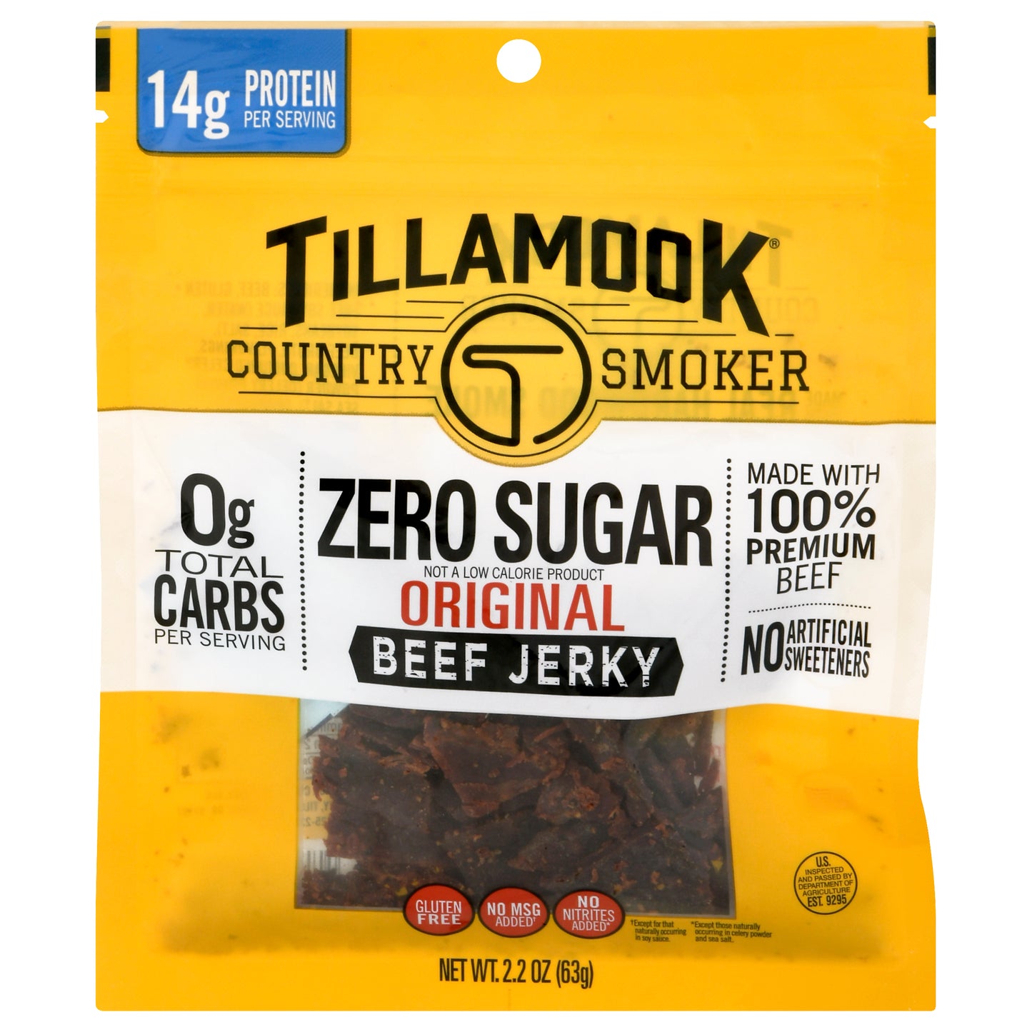 Tillamook Country Smoker Zero Sugar Original Beef Jerky 2.2 oz