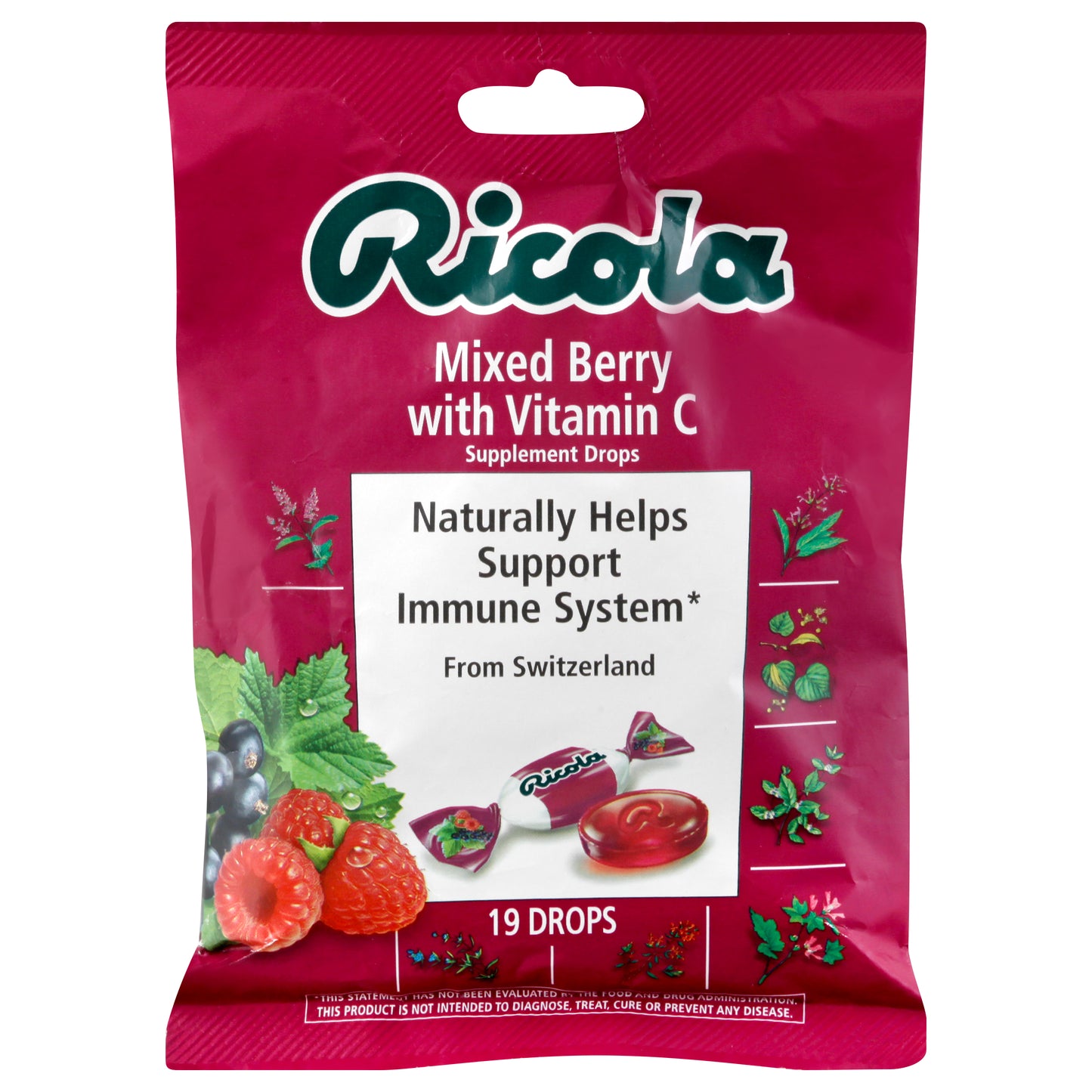 Ricola Mixed Berry with Vitamin C Supplement Drops 19 ea