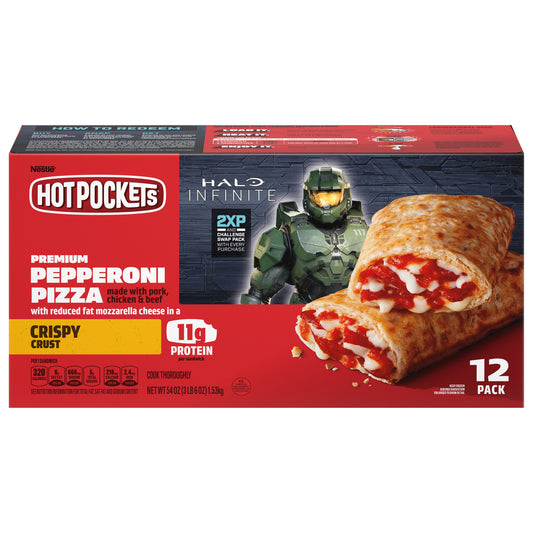 Hot Pockets Pepperoni Pizza Crispy Crust Halo Promo 12 pack 54 oz