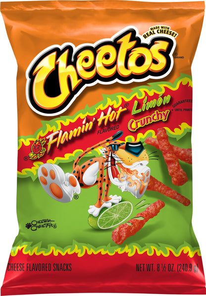 Cheetos Crunchy Flamin' Hot Limon Flavored Cheese Flavored Snacks 8.5 oz