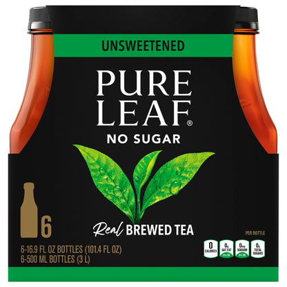 Pure Leaf Unsweetened Brewed Tea 6-16.9 fl oz Bottles