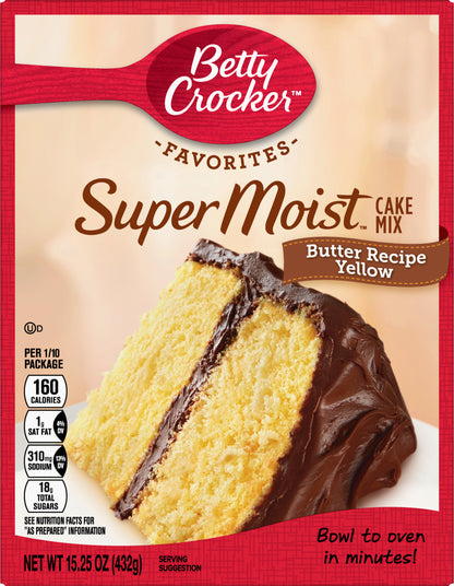 Betty Crocker Super Moist Butter Recipe Yellow Cake Mix 15.25 oz