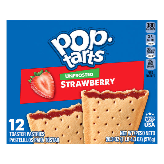 Pop-Tarts Unfrosted Strawberry Toaster Pastries 12 ea