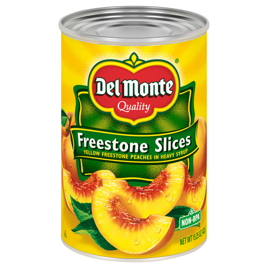 Del Monte Freestone Slices Yellow In Heavy Syrup Peaches 15.25 oz Can