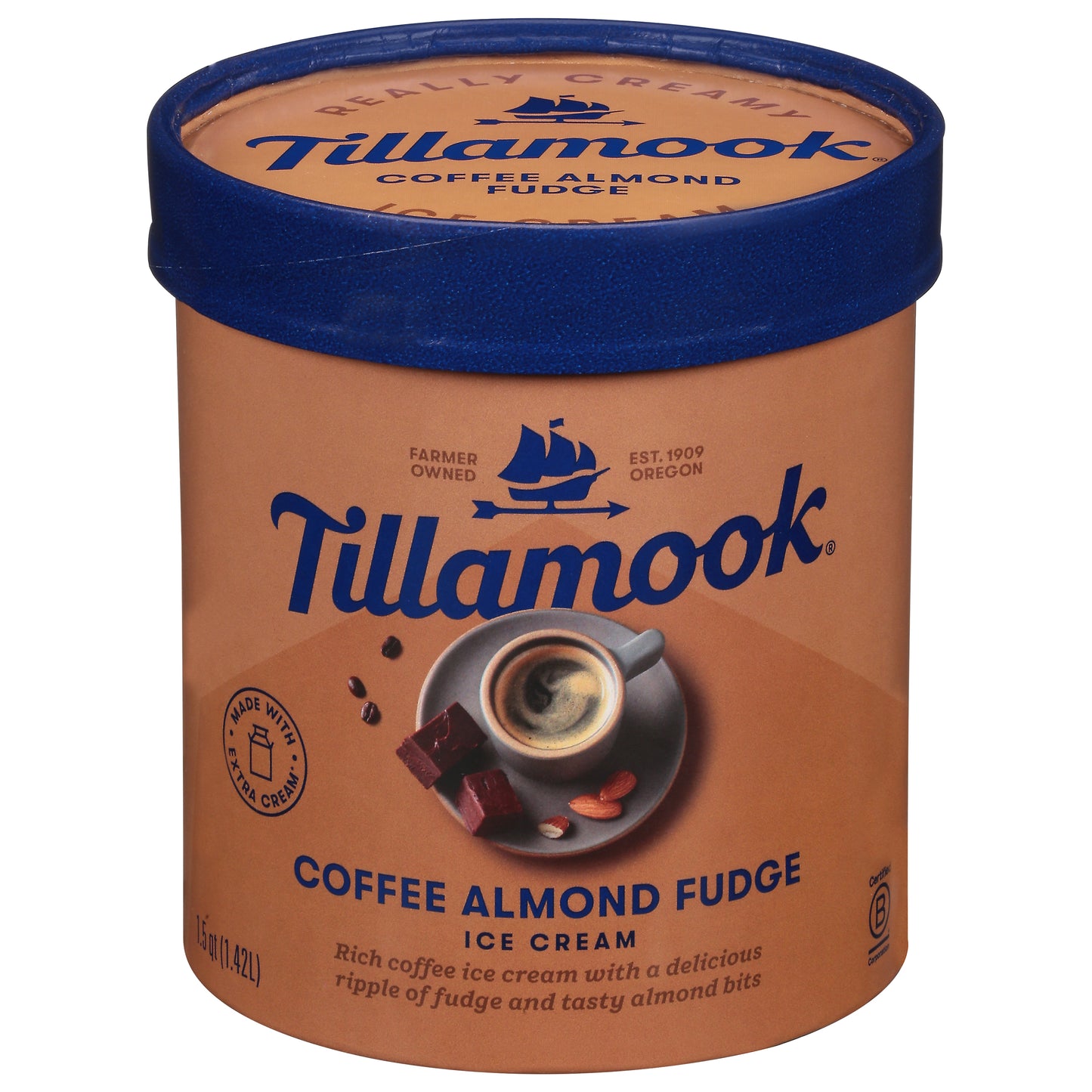 Tillamook Coffee Almond Fudge Ice Cream 1.5 qt