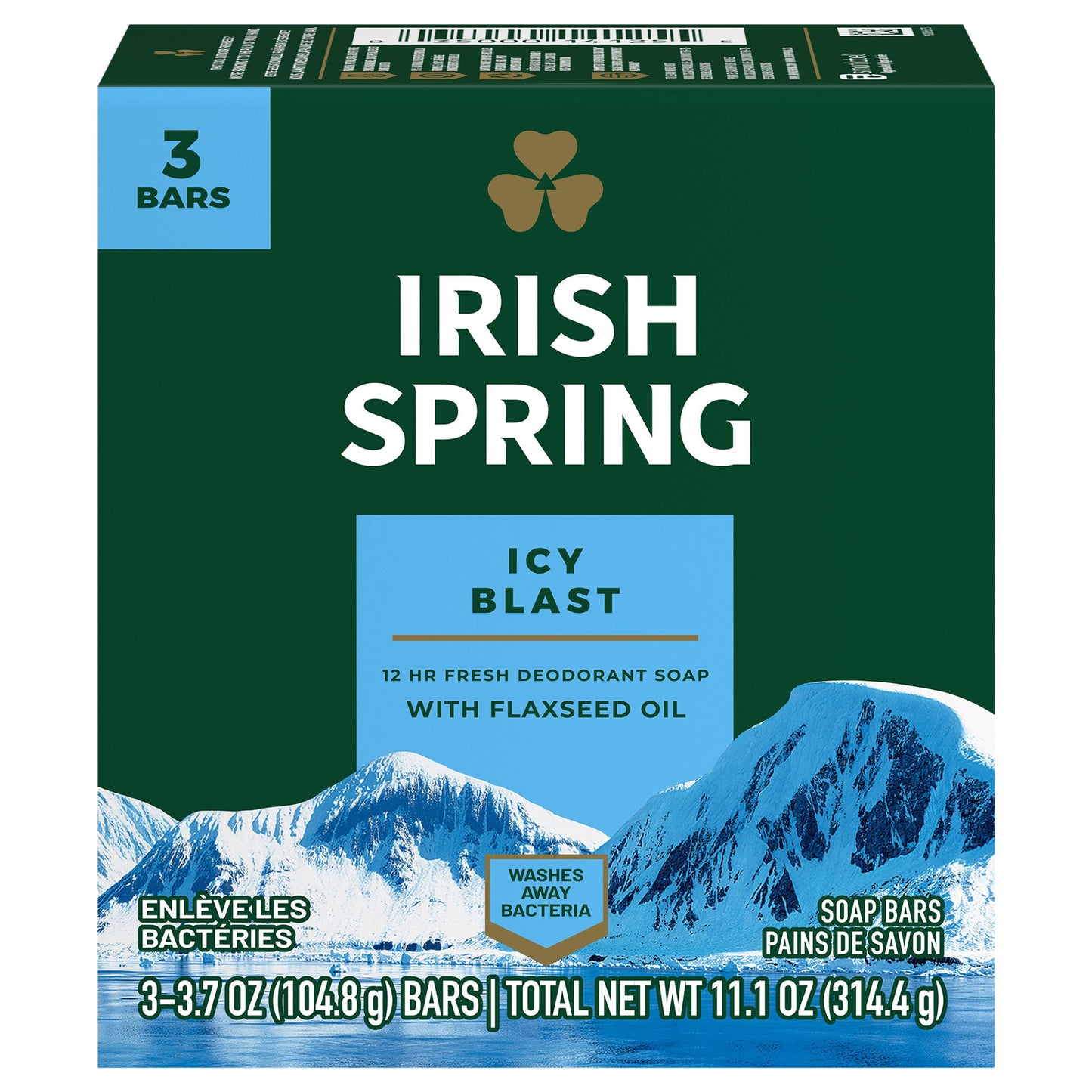 Irish Spring 3 Bars Icy Blast Soap Bars 3-3.7 oz Boxes