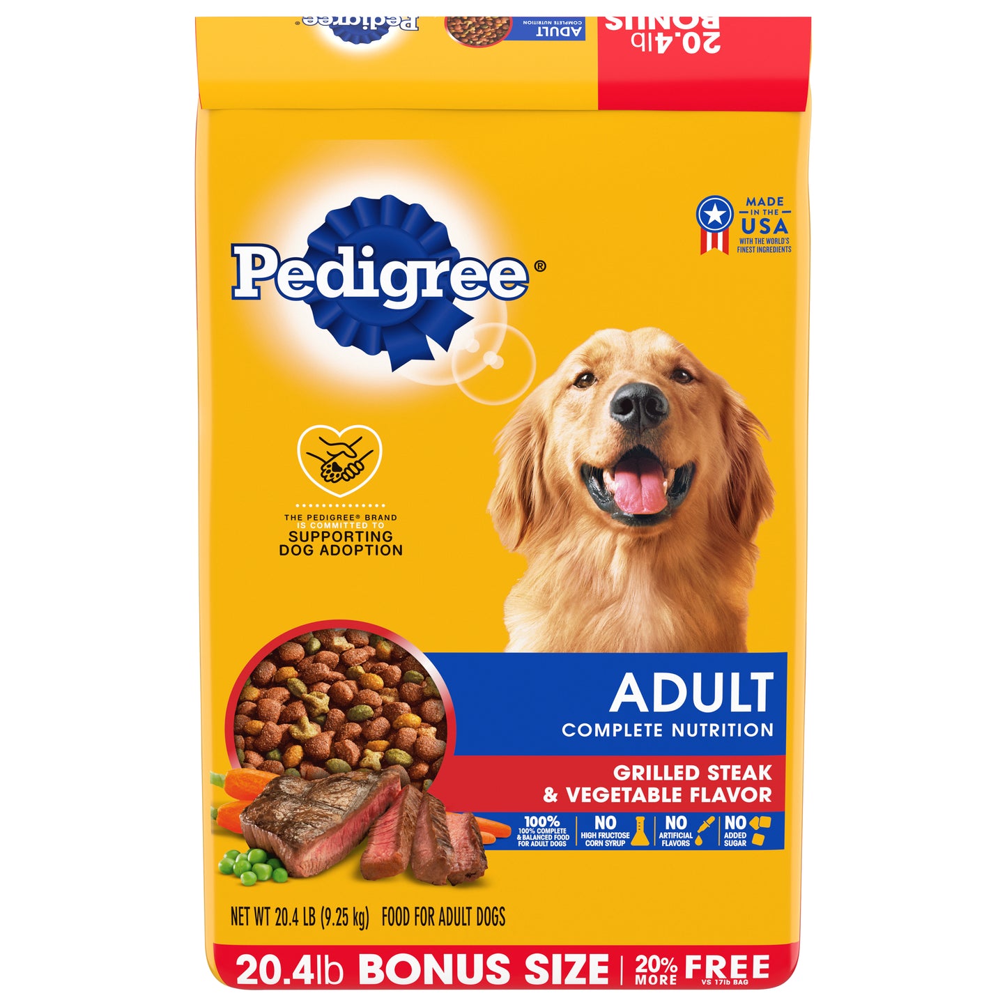 Pedigree Adult Complete Nutrition Grilled Steak & Vegetable Flavor Dog Food 20.4 lb