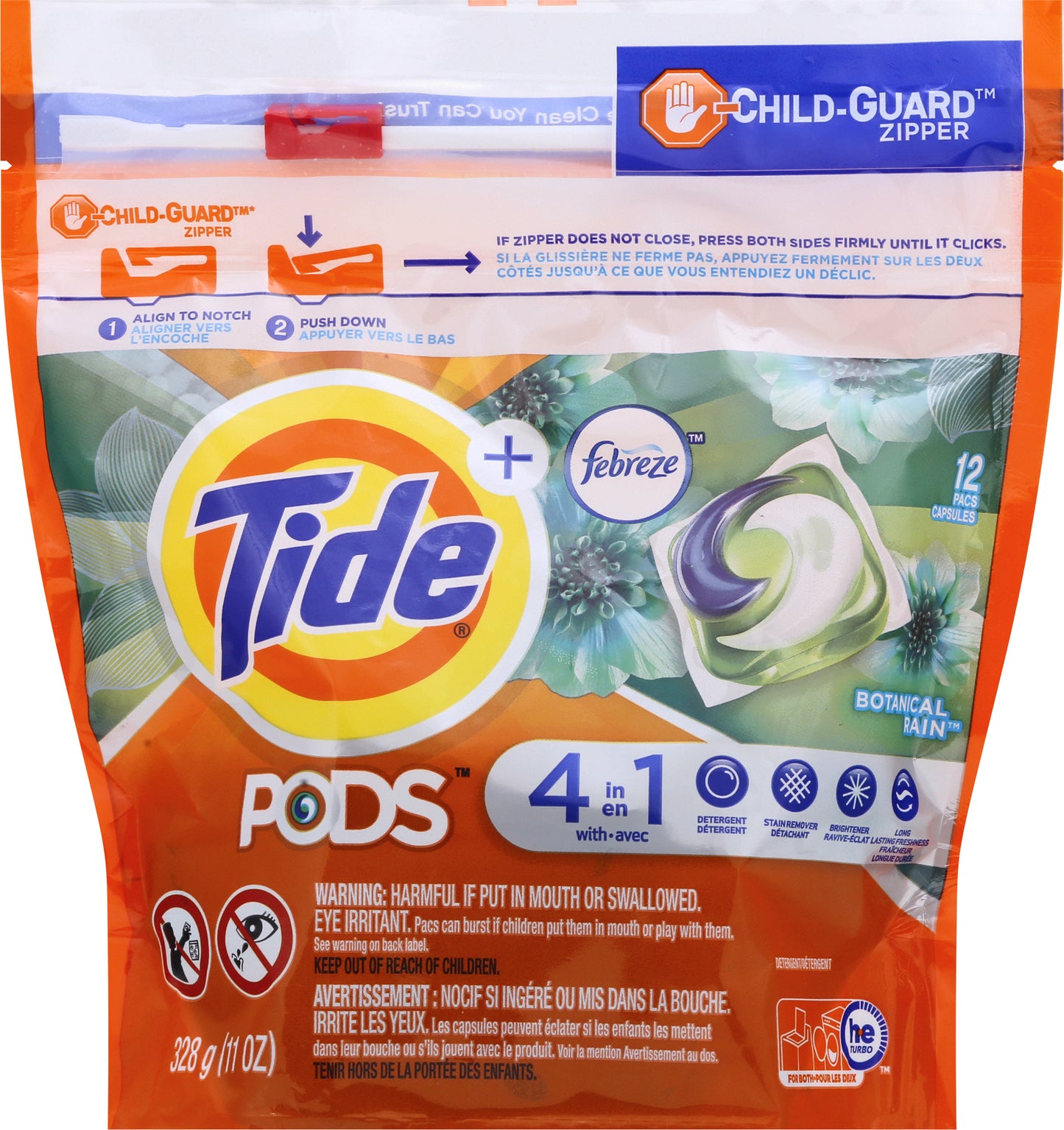 Tide Plus Pacs Febreze 4 In 1 Botanical Rain Detergent Pods 12 ea