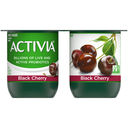 Activia Lowfat Probiotic Black Cherry Yogurt, 4 Oz. Cups, 4 Count