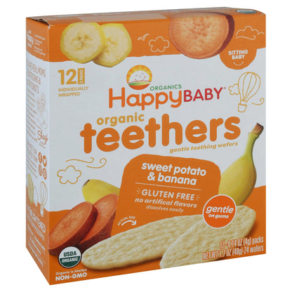 HappyBaby Organics 12 Pack Sitting Baby Sweet Potato & Banana Teethers 12 - 0.14 oz Packs