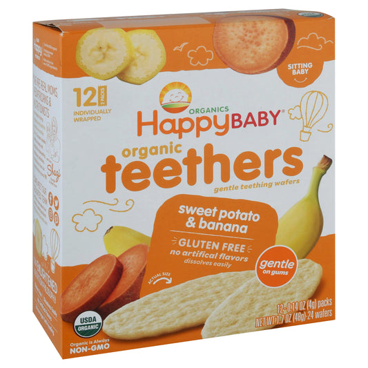 HappyBaby Organics 12 Pack Sitting Baby Sweet Potato & Banana Teethers 12 - 0.14 oz Packs
