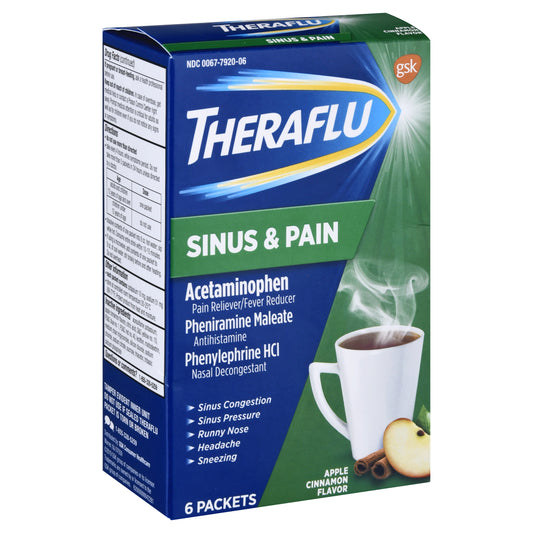 Theraflu Apple Cinnamon Flavor Sinus & Pain 6 ea