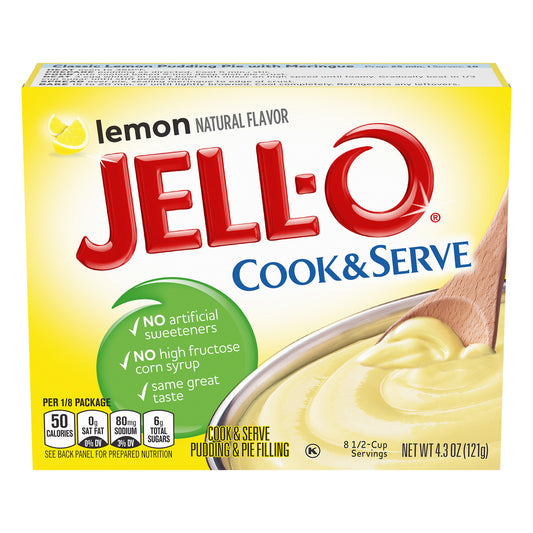 Jell-O Cook and Serve Lemon Pudding, 4.3 oz Box