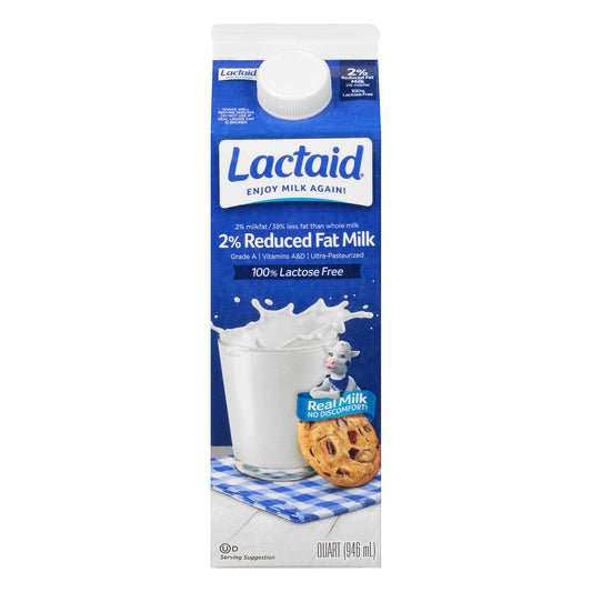 Lactaid® 100% Lactose Free 2% Reduced Fat Milk 1 qt. Carton