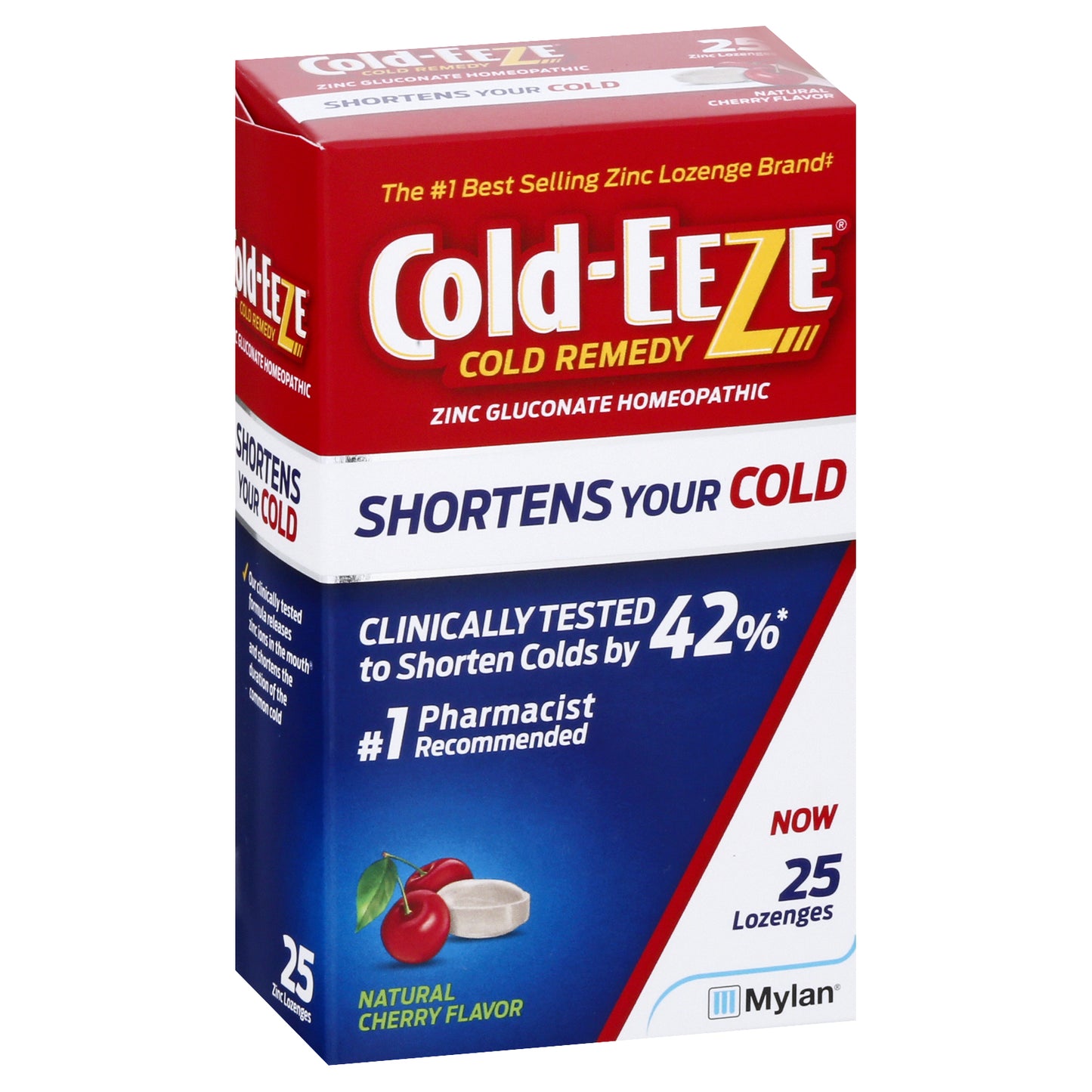 Cold Eeze Sugar Free Lozenges Natural Cherry Flavor Cold Remedy 25 ea