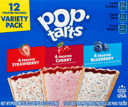 Pop-Tarts Frosted Strawberry/Cherry/Blueberry Toaster Pastries Variety Pack 12 ea