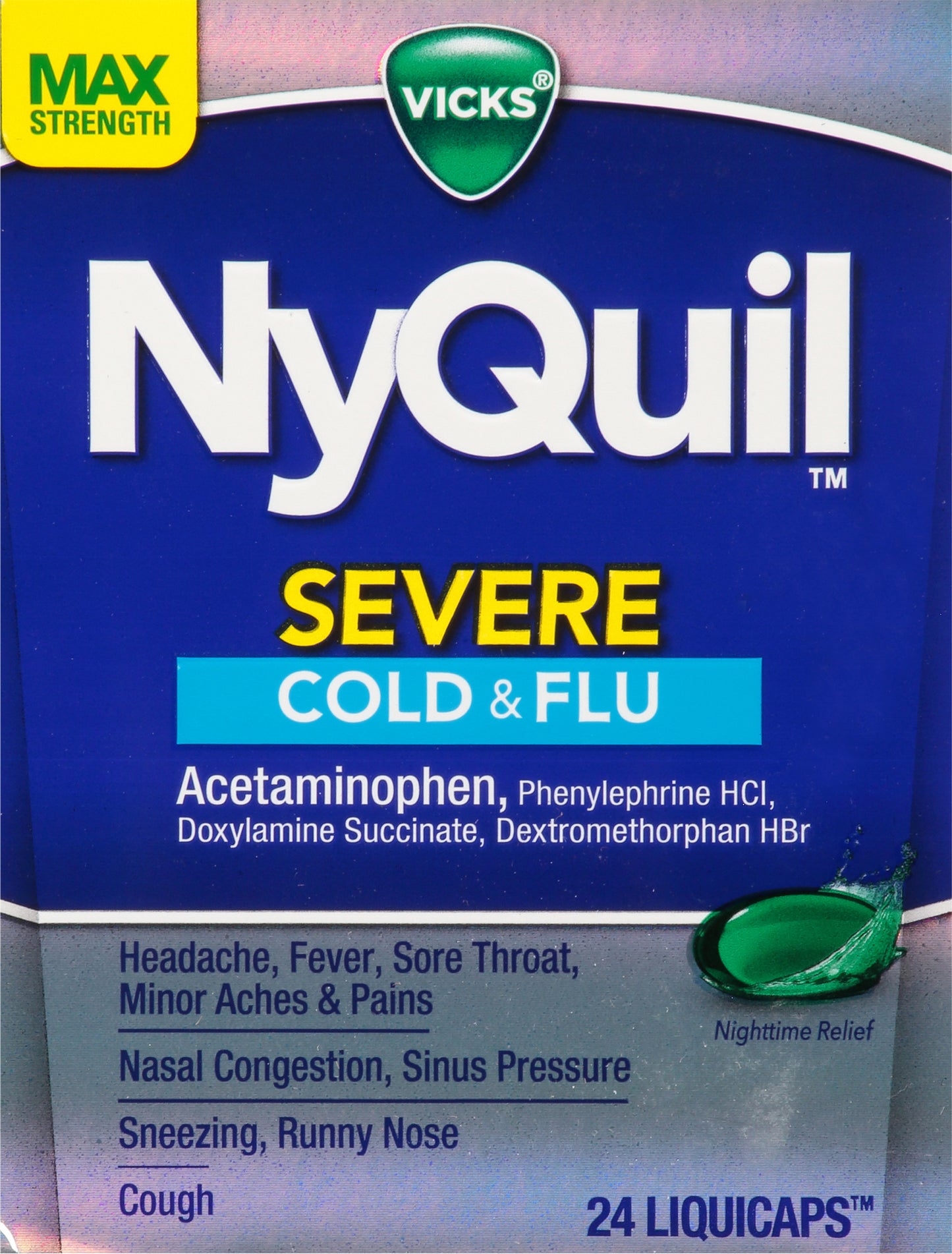 Vicks NyQuil Max Strength Severe Cold & Flu 24 Liquicaps