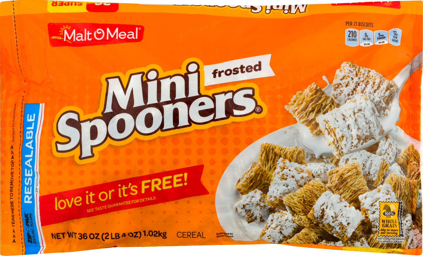 Malt O Meal Mini Spooners Frosted Super Size Cereal 36 oz