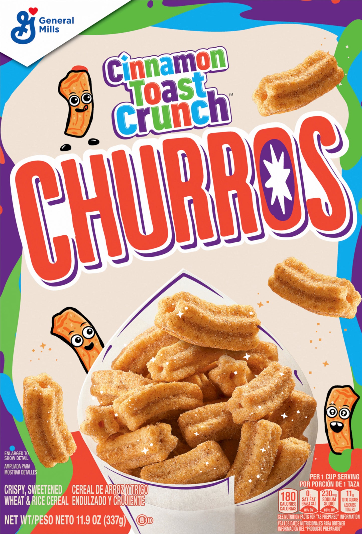 Cinnamon Toast Crunch Churros, Breakfast Cereal, Cinnamon Sugar, 11.9 oz