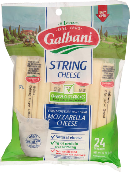 Galbani Low Moisture Part Skim Mozzarella String Cheese 24 oz Bag